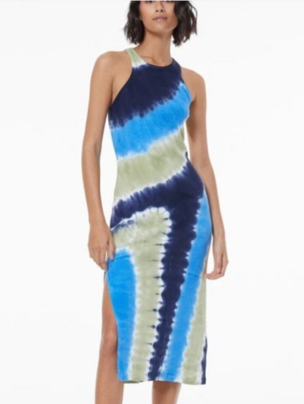 YFB Iggy Midi Bodycon Racerback Dress in Skyline Asteroid Wash -Size L EUC - Picture 1 of 10
